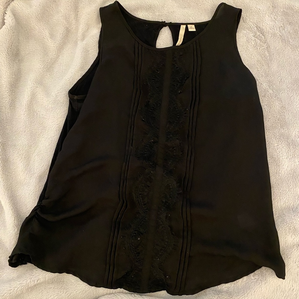 LC Lauren Conrad Black Tank With Lace Detail